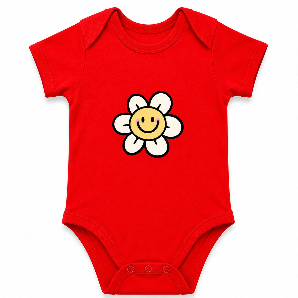 Smiling Flower Red baby onesie