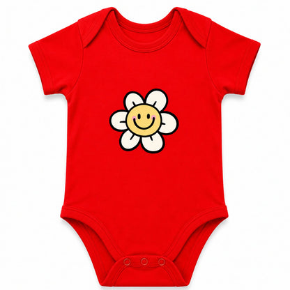 Smiling Flower Red baby onesie