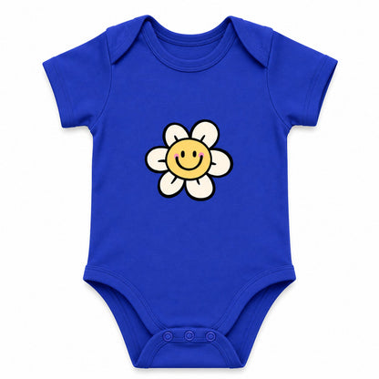 Smiling Flower Royal Blue baby onesie