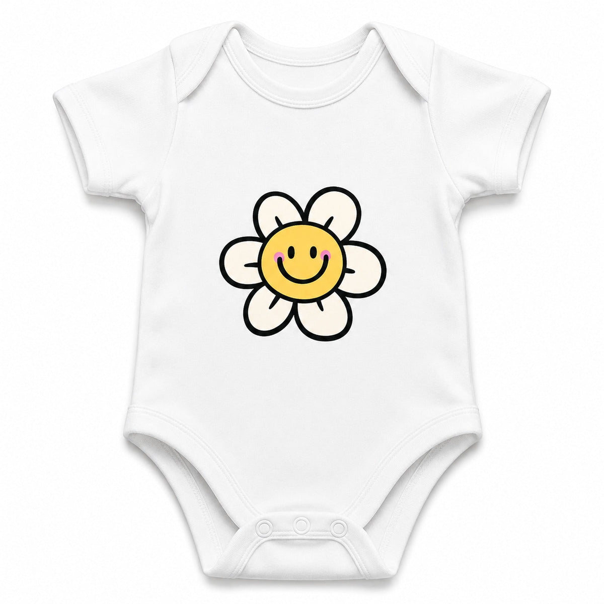 Smiling Flower White baby onesie