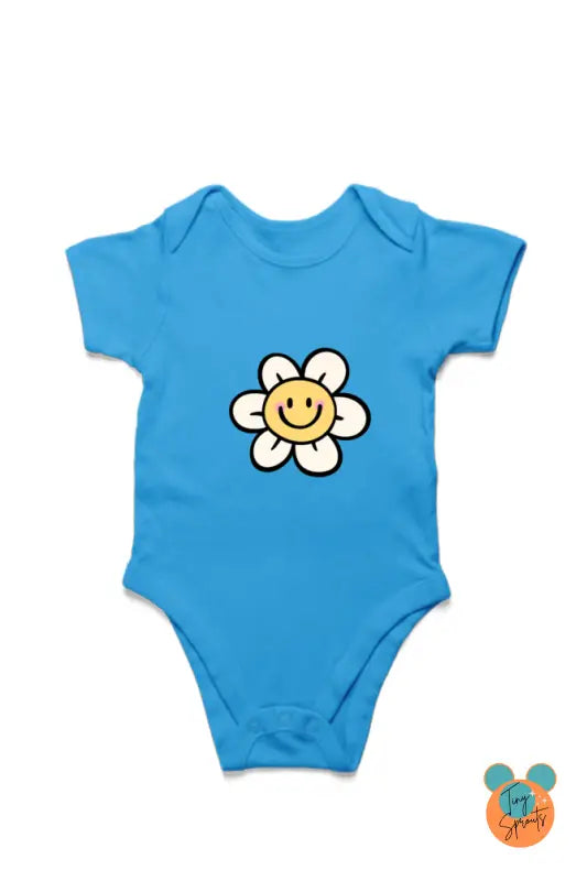 TinySprout’s Adorable Onesie Sets for Babies - Smiling Flower - Orchid Blue / 0-5Months - baby clothing set