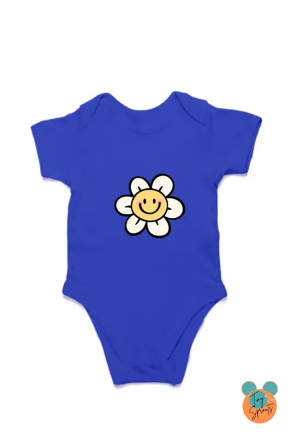 TinySprout’s Adorable Onesie Sets for Babies - Smiling Flower - Royal Blue / 0-5Months - baby clothing set