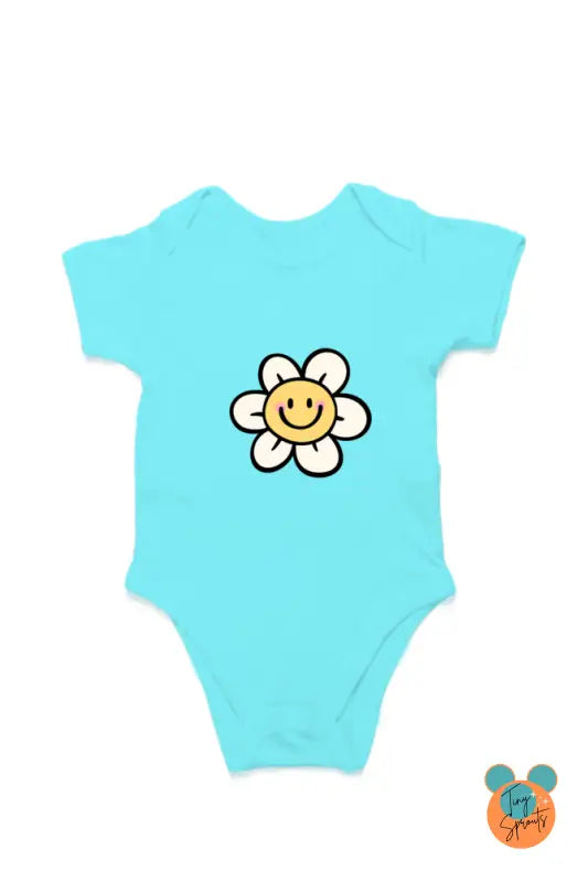 TinySprout’s Adorable Onesie Sets for Babies - Smiling Flower - SkyBlue / 0-5Months - baby clothing set