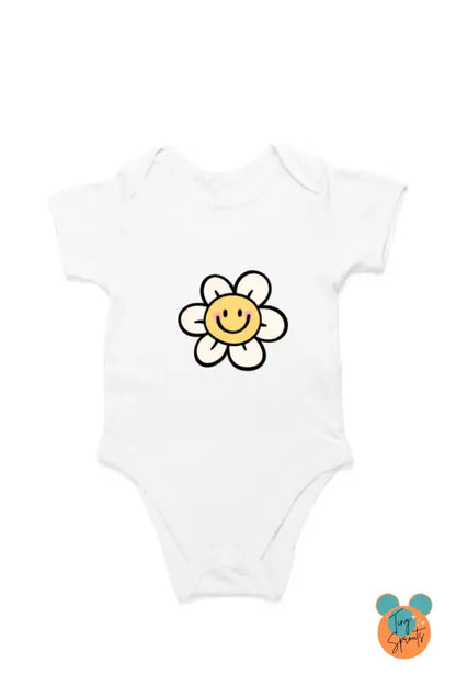 TinySprout’s Adorable Onesie Sets for Babies - Smiling Flower - White / 0-5Months - baby clothing set