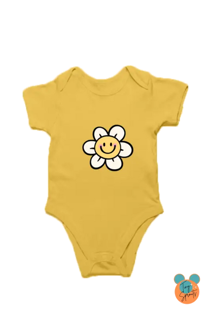 TinySprout’s Adorable Onesie Sets for Babies - Smiling Flower - Yellow / 0-5Months - baby clothing set