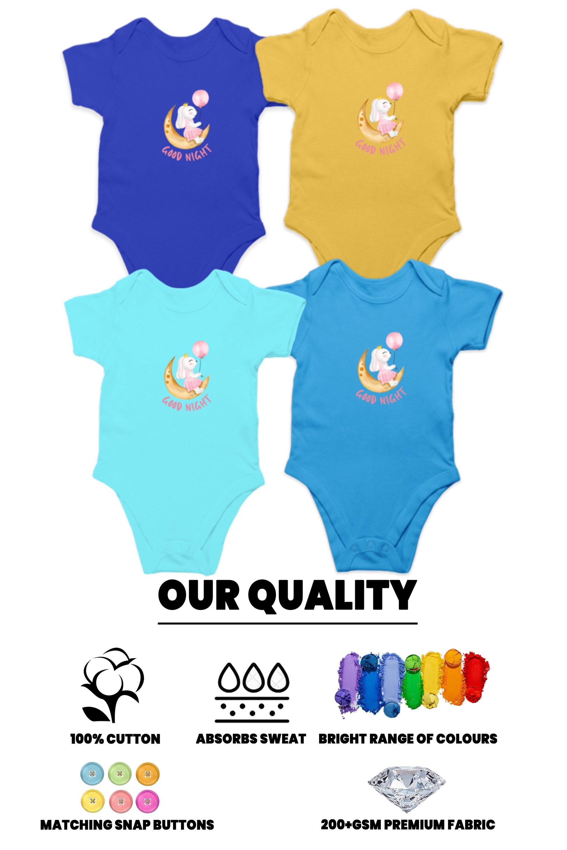 TinySprout’s Adorable Onesie Sets for Babies - Good night Theme - baby clothing set