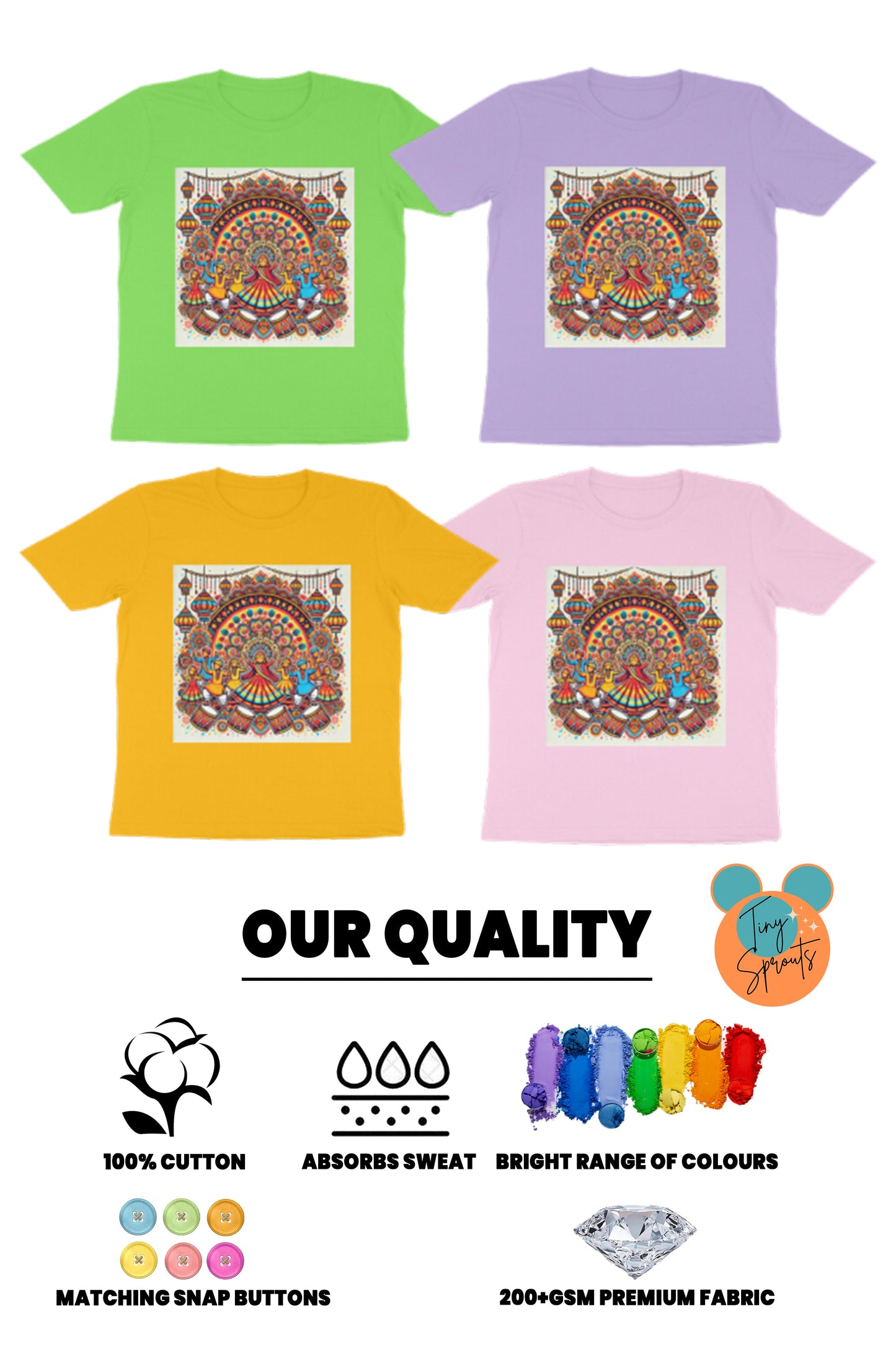 TinySprout’s Festival dance T-shirt for Toddler - (1,2,3,4,6) - baby clothing set