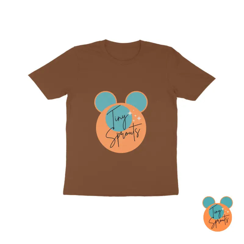 TinySprout’s Kids Round Neck T-shirt - Coffee Brown / 8 - Kids clothing set