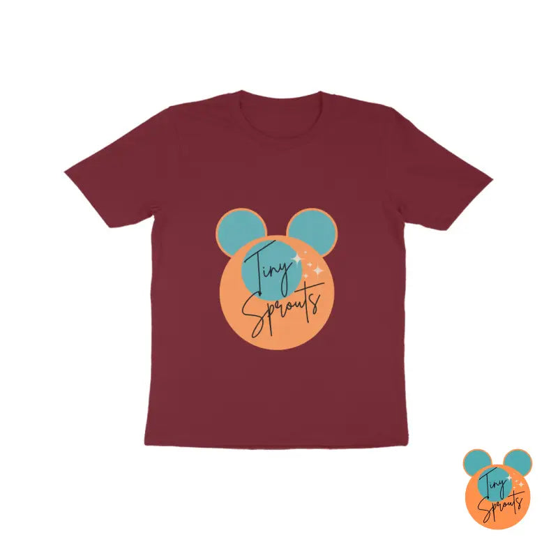 TinySprout’s Kids Round Neck T-shirt - Maroon / 8 - Kids clothing set