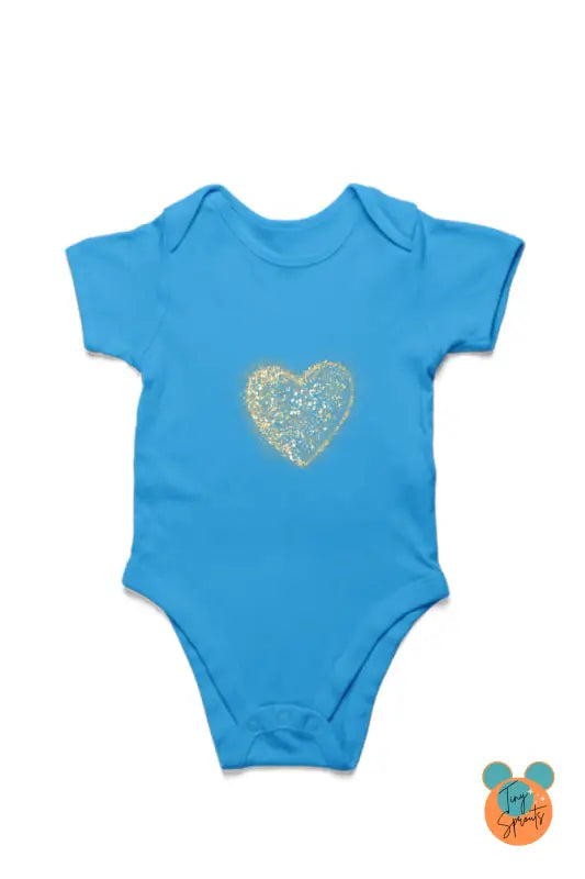 TinySprout’s Sleep Onesie for Babies – Golden Heart Theme - Orchid Blue / 6-12Months - baby clothing set