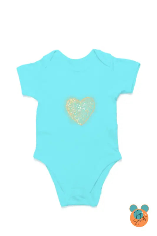 TinySprout’s Sleep Onesie for Babies – Golden Heart Theme - SkyBlue / 0-5Months - baby clothing set