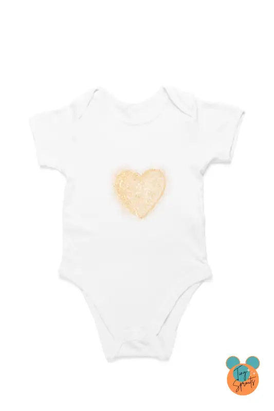 TinySprout’s Sleep Onesie for Babies – Golden Heart Theme - White / 0-5Months - baby clothing set