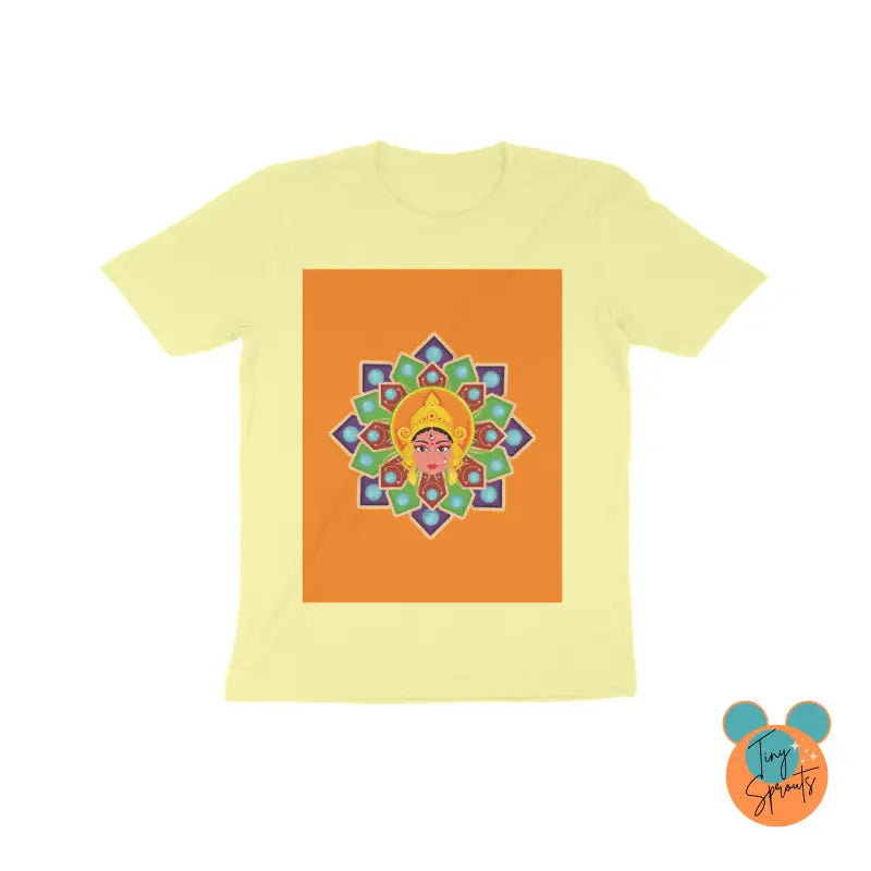 TinySprout’s T-Shirt for Kids - Girls - Rangoli theme (8,10,12,14) - Butter Yellow / 8 - Girls Clothings Set