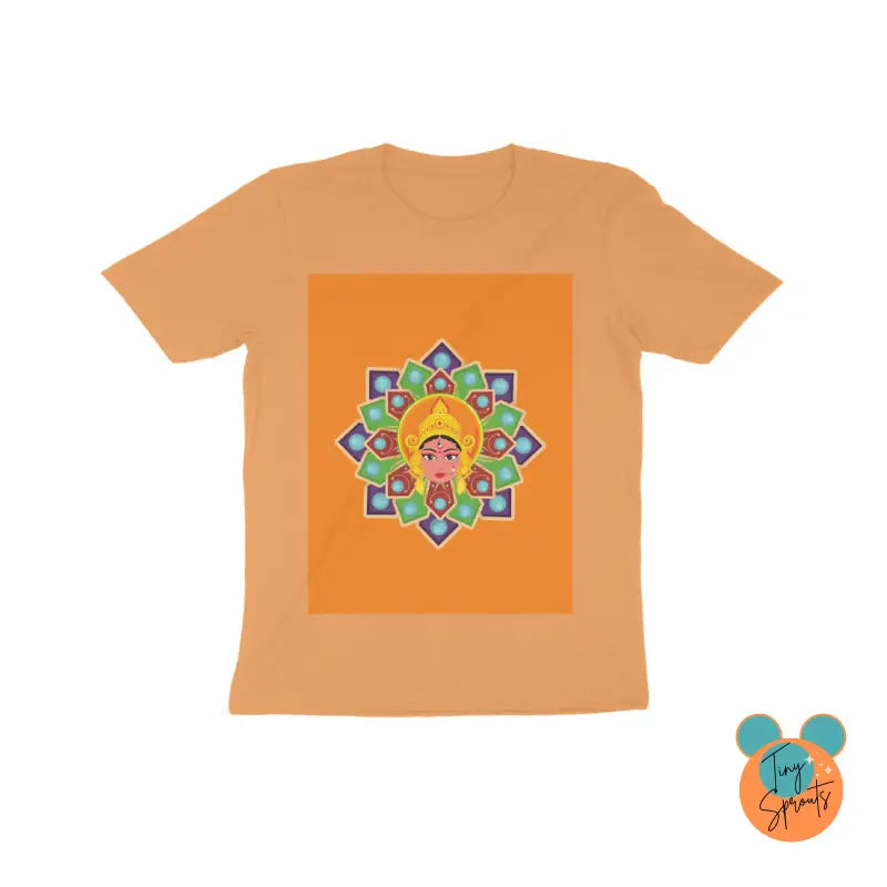 TinySprout’s T-Shirt for Kids - Girls - Rangoli theme (8,10,12,14) - Mustard Yellow / 8 - Girls Clothings Set