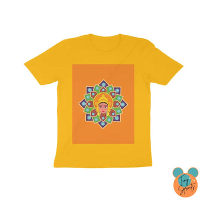 TinySprout’s T-Shirt for Kids - Girls - Rangoli theme (8,10,12,14) - Golden Yellow / 8 - Girls Clothings Set