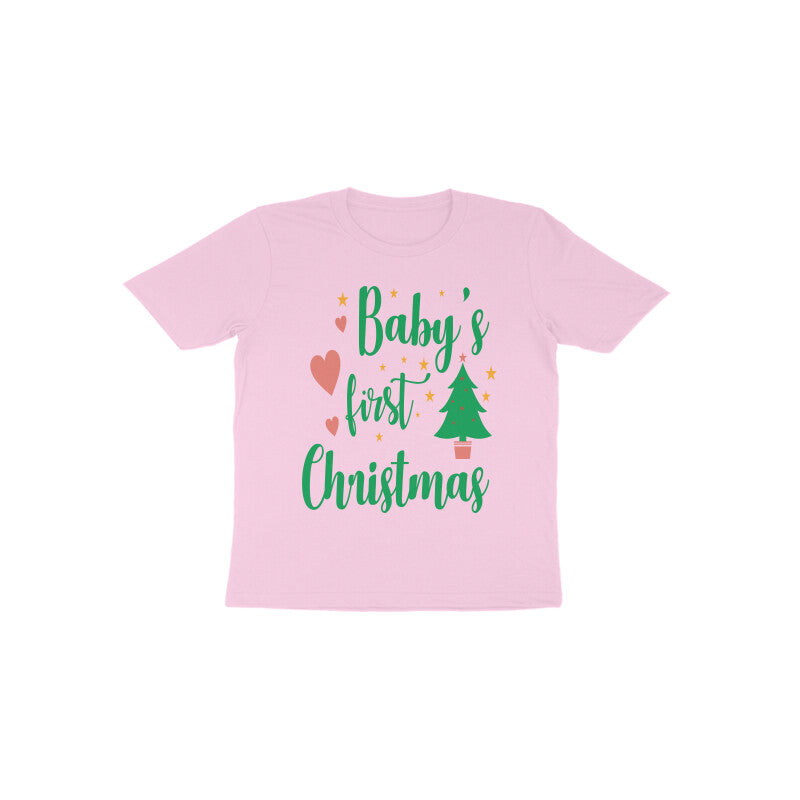 TinySprouts Toddler T-shirt - 1st Christmas - Light Pink / 1