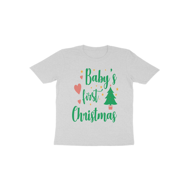 TinySprouts Toddler T-shirt - 1st Christmas - Melange Grey / 1