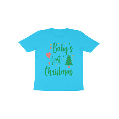 TinySprouts Toddler T-shirt - 1st Christmas - Sky Blue / 1