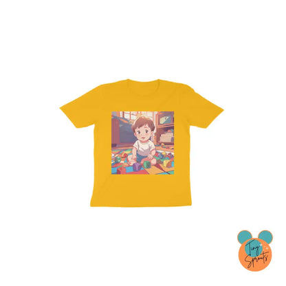 TinySprout’s Toddler T-shirt - Boy with Toys - Golden Yellow / 1 - baby clothing set