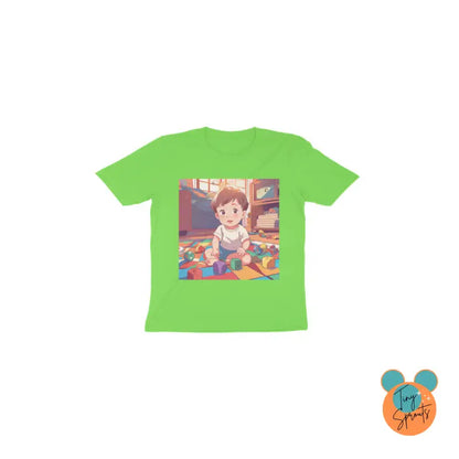 TinySprout’s Toddler T-shirt - Boy with Toys - Liril Green / 1 - baby clothing set