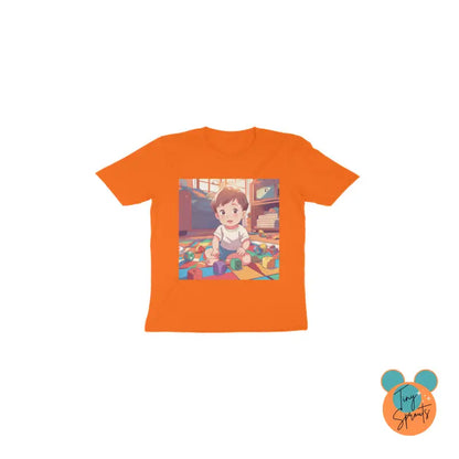 TinySprout’s Toddler T-shirt - Boy with Toys - Orange / 1 - baby clothing set