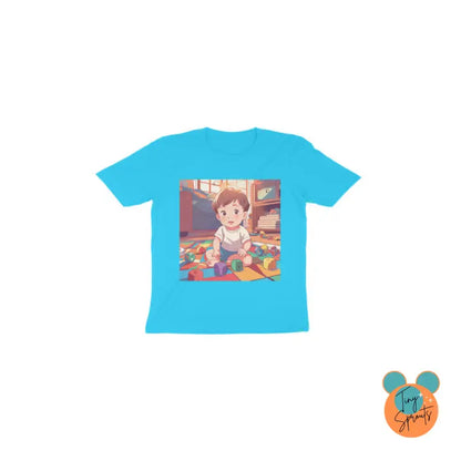 TinySprout’s Toddler T-shirt - Boy with Toys - Sky Blue / 1 - baby clothing set