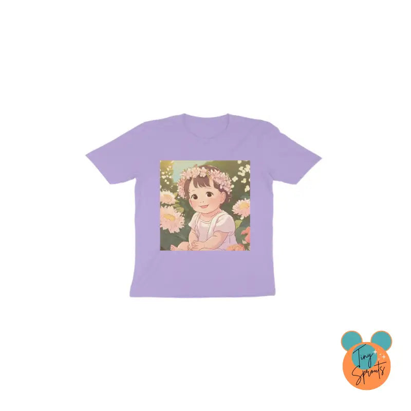 TinySprout’s Toddler T-shirt for Girls - Smiling Girl - Iris Lavender / 1 - Girls Clothings Set