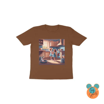 TinySprout’s Toddler T-shirt - Girls in the kitchen - Coffee Brown / 1 - Girls Clothings Set