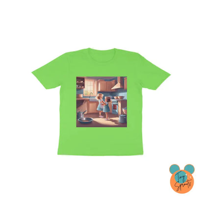 TinySprout’s Toddler T-shirt - Girls in the kitchen - Liril Green / 1 - Girls Clothings Set