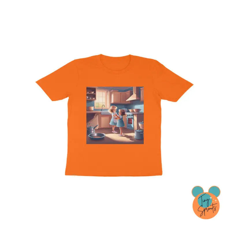 TinySprout’s Toddler T-shirt - Girls in the kitchen - Orange / 1 - Girls Clothings Set