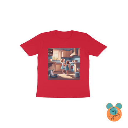 TinySprout’s Toddler T-shirt - Girls in the kitchen - Red / 1 - Girls Clothings Set