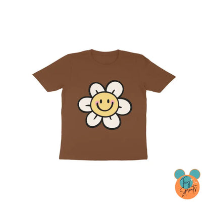 TinySprout’s Toddlers T-shirt - Smiling Flower - Coffee Brown / 1 - baby clothing set