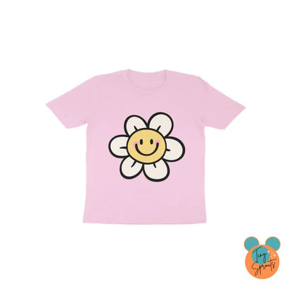 TinySprout’s Toddlers T-shirt - Smiling Flower - Light Pink / 1 - baby clothing set