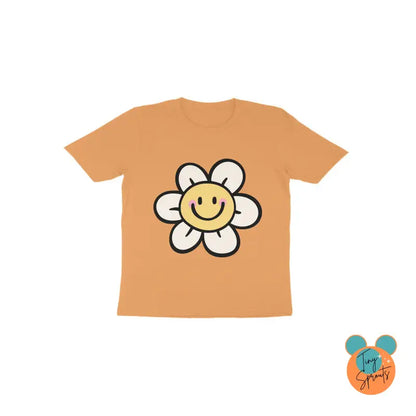 TinySprout’s Toddlers T-shirt - Smiling Flower - Mustard Yellow / 1 - baby clothing set