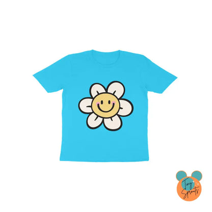 TinySprout’s Toddlers T-shirt - Smiling Flower - Sky Blue / 1 - baby clothing set