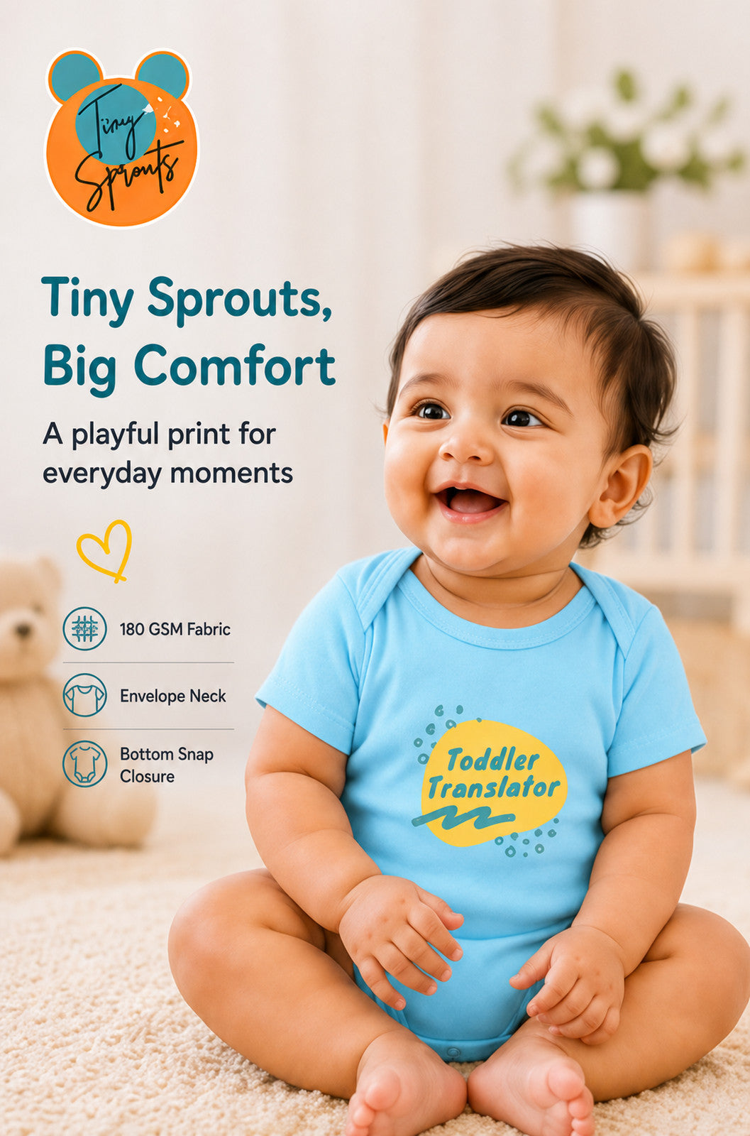 Toddler Translator baby onesie detail 1