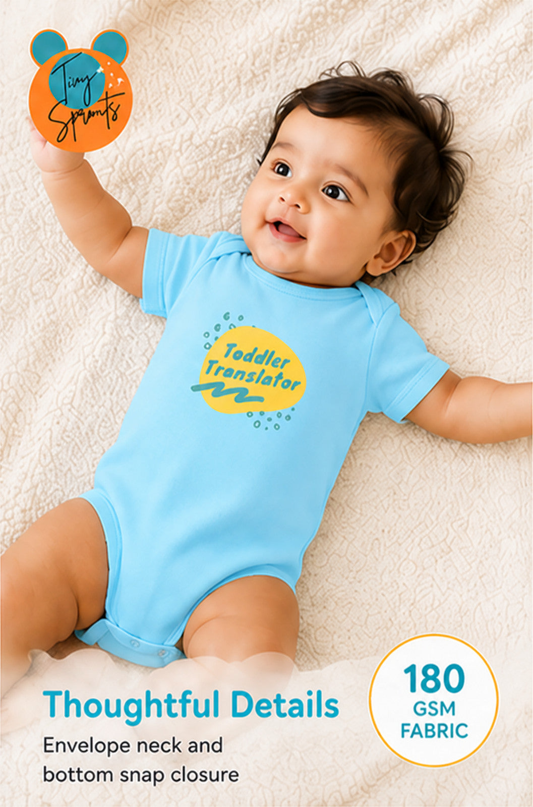 Toddler Translator baby onesie detail 2