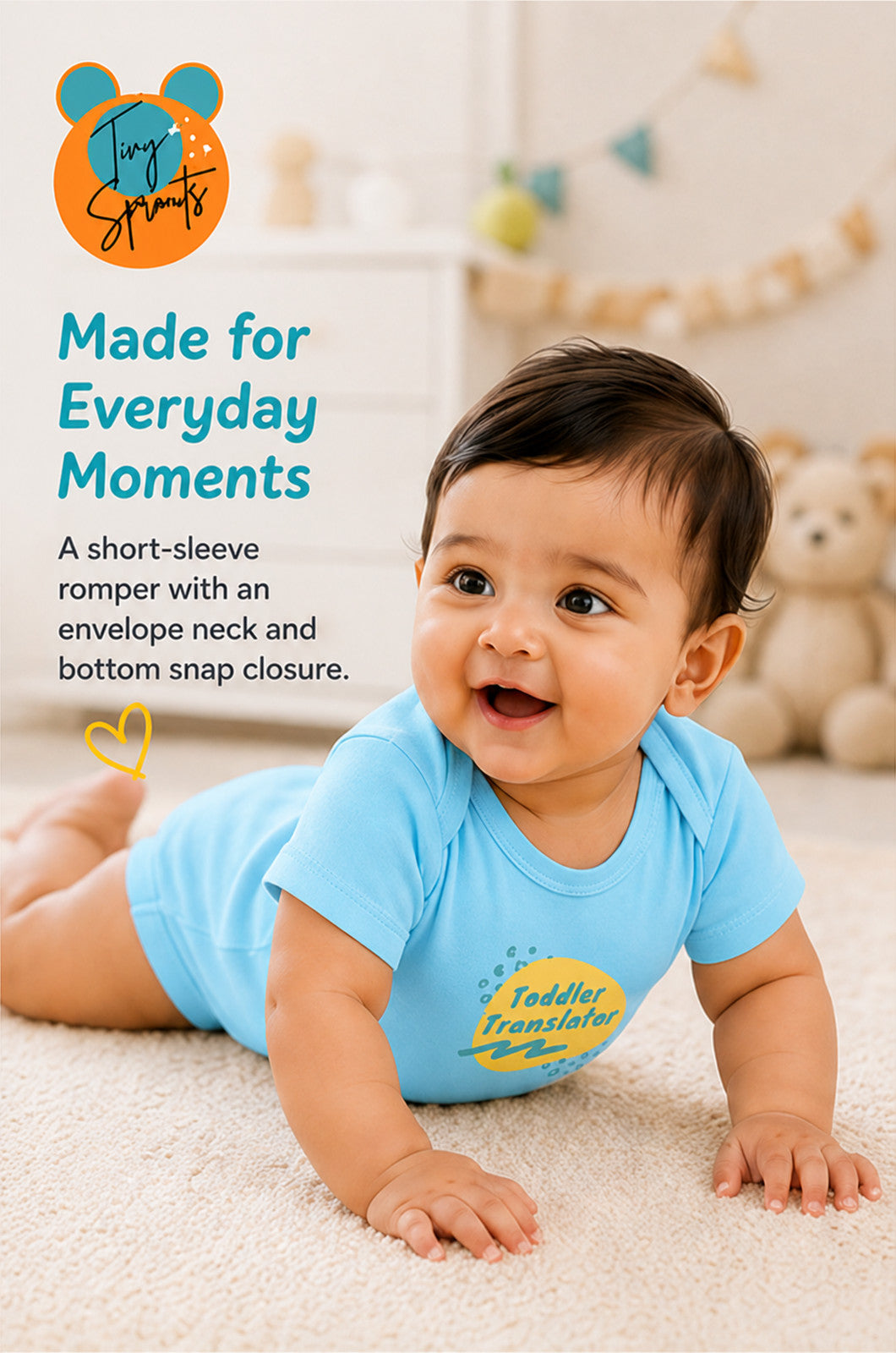 Toddler Translator baby onesie detail 6