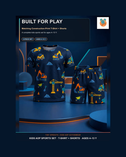 Tiny Sprouts Construction Night Shift Kids AOP Sports Set - detail 1 of 8