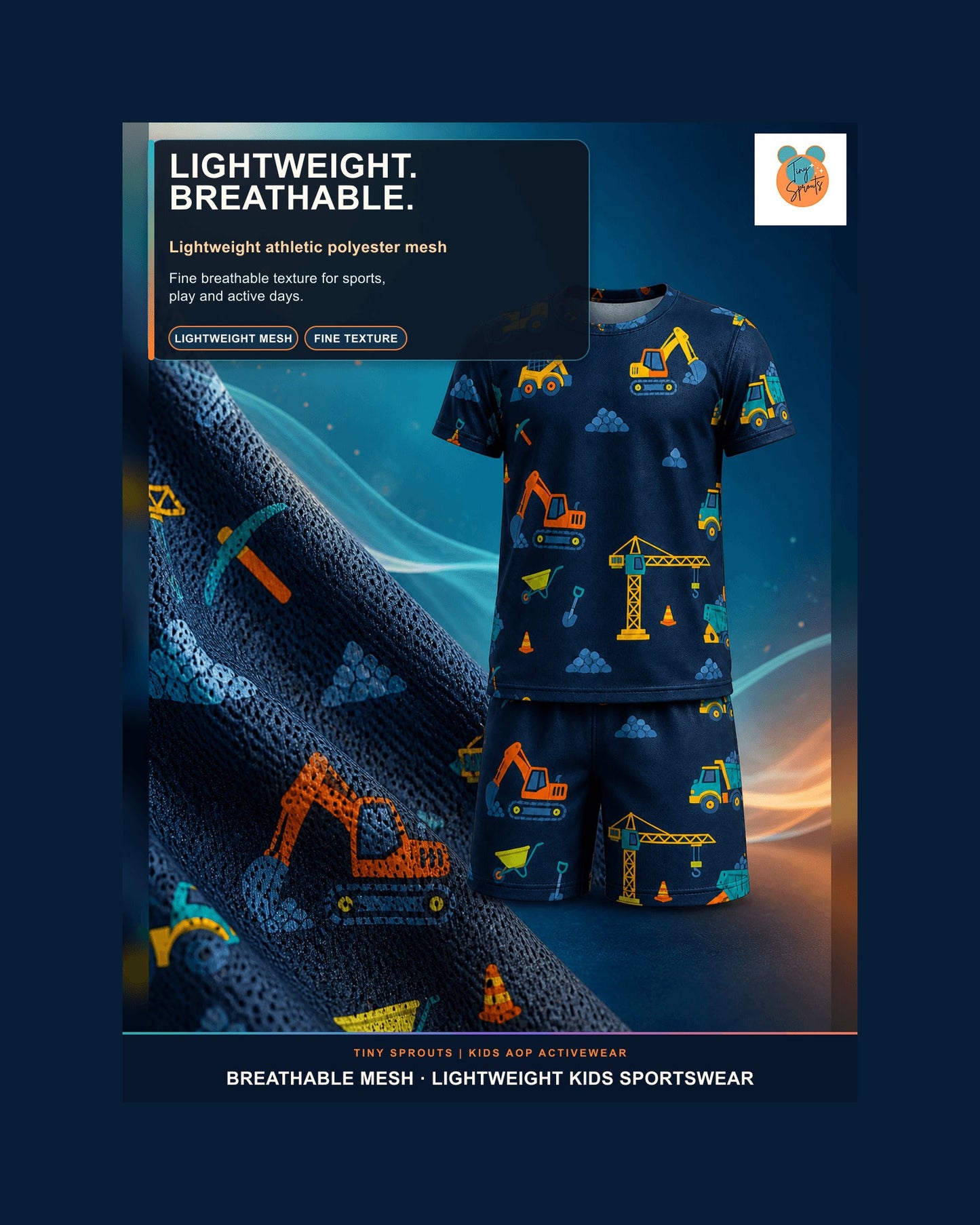 Tiny Sprouts Construction Night Shift Kids AOP Sports Set - detail 2 of 8