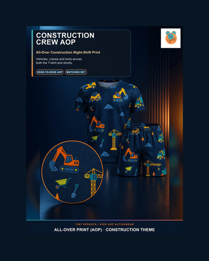 Tiny Sprouts Construction Night Shift Kids AOP Sports Set - detail 4 of 8
