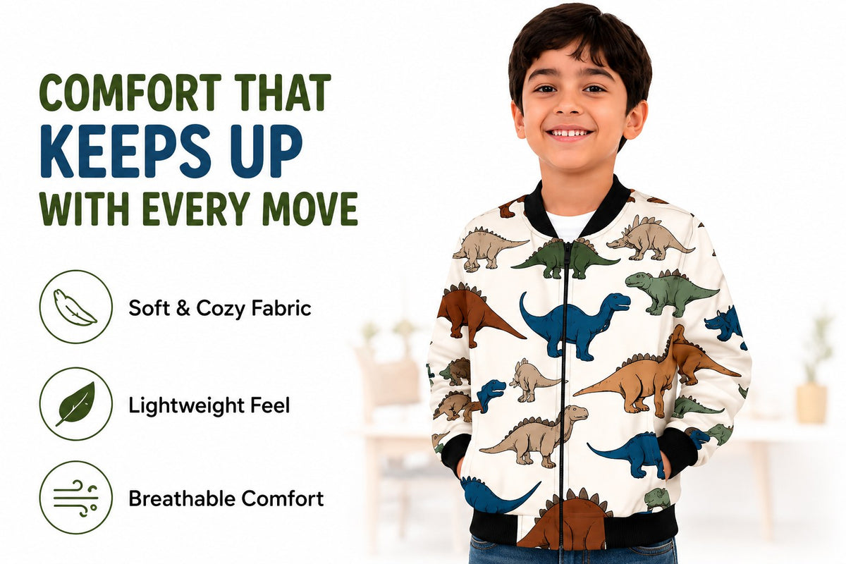 Dino Bomber Jacket – fabric detail