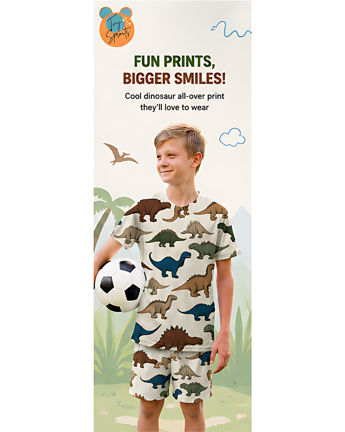 Tiny Sprouts Dino Kids AOP Sports Set - detail 2 of 8