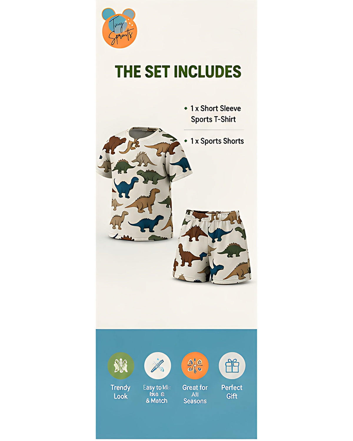 Kids AOP Sports Shorts - Dino - detail 8 of 8