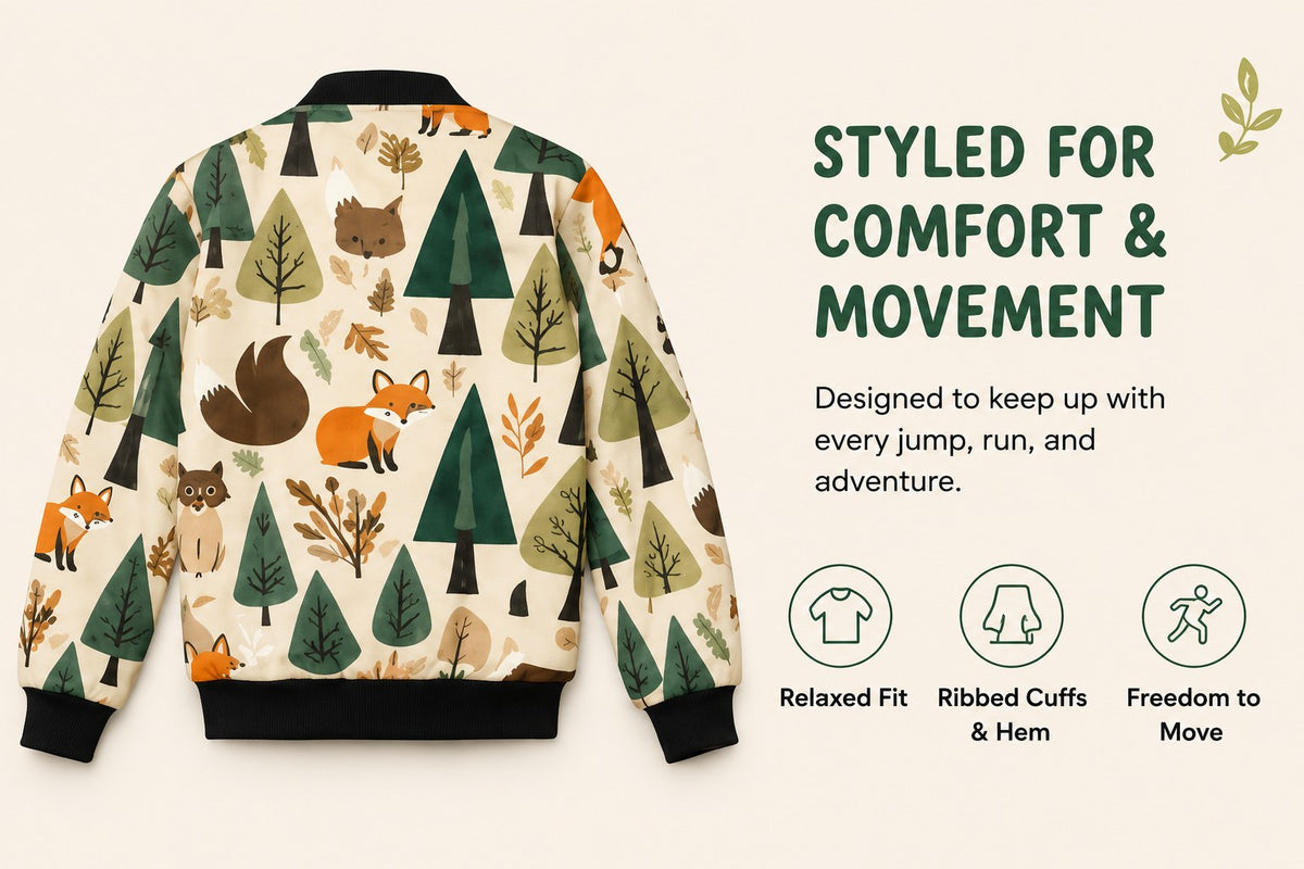 Forest Bomber Jacket – close-up details