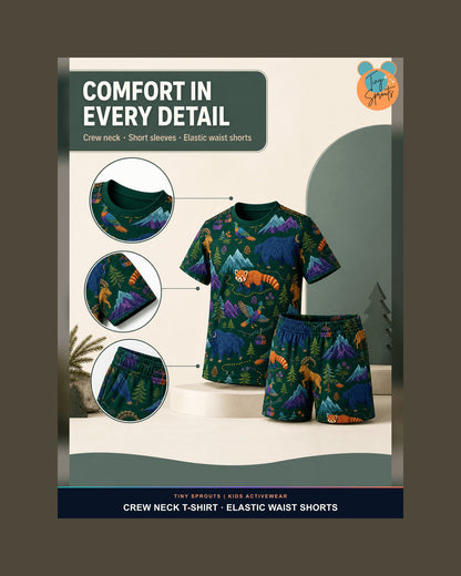 Tiny Sprouts Himalayan Trail Friends Kids AOP Sports Set - detail 5 of 8