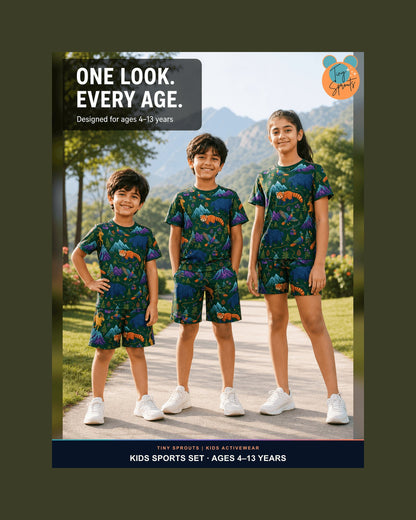Tiny Sprouts Himalayan Trail Friends Kids AOP Sports Set - detail 7 of 8