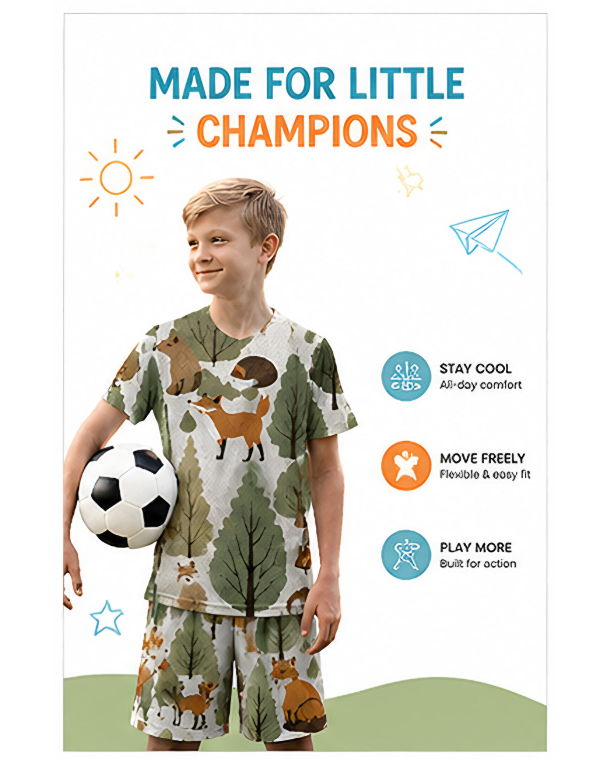Tiny Sprouts Jungle Fox Kids AOP Sports Set - detail 2 of 8