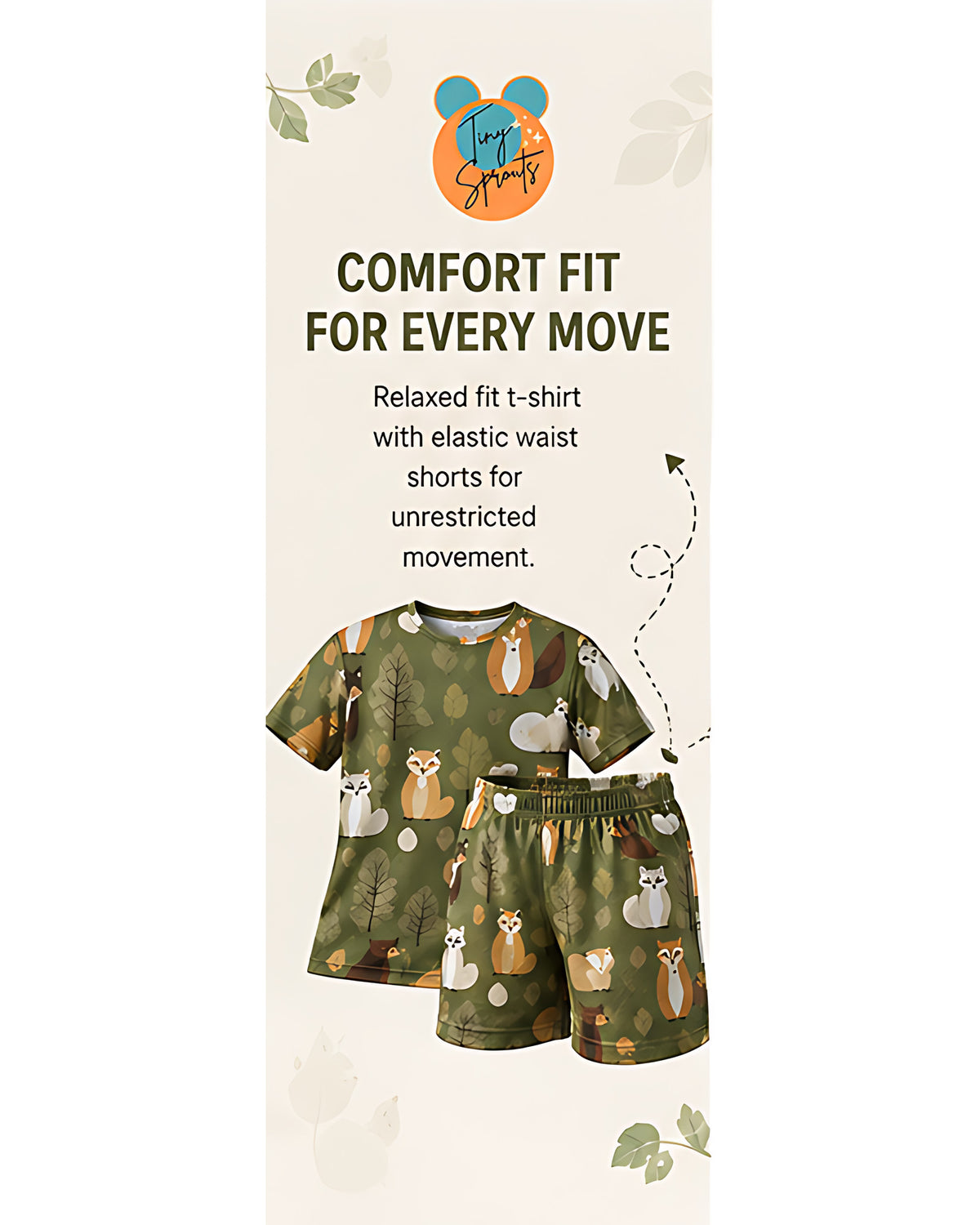 Tiny Sprouts Jungle Leaf Kids AOP Sports Set - detail 5 of 8
