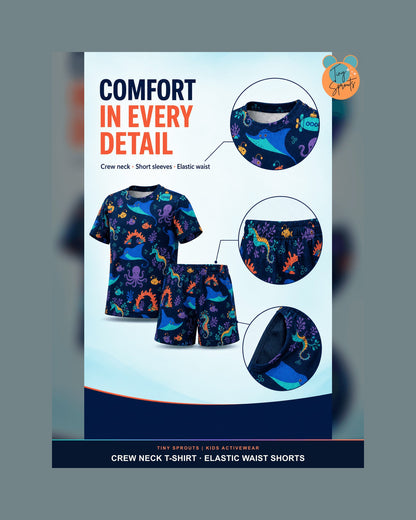 Tiny Sprouts Midnight Reef Explorers Kids AOP Sports Set - detail 5 of 8